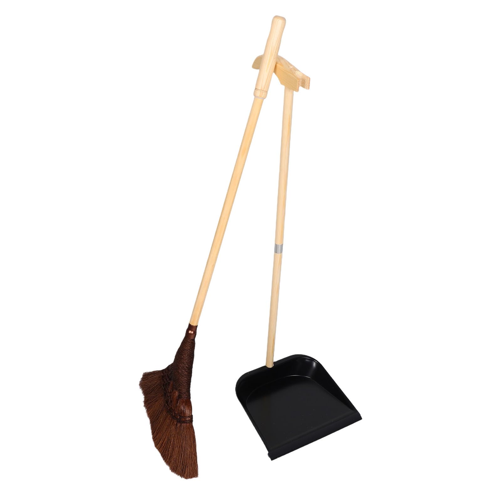 GALPADA Juego de Escoba Tradicional Japonesa y Recogedor de Madera Cerdas Naturales, Antistático y Suave para Superficies Sensibles Hogar y Sala de Estar