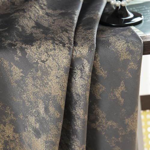 Cortinas opacas de terciopelo para sala de estar con estampado de hojas 4