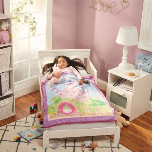 Image of EVERYDAY KIDS Toddler Throw Blanket - 30 inch by 40 inch - Princess Storyland - Super Soft, Plush, Warm and Comfortable
