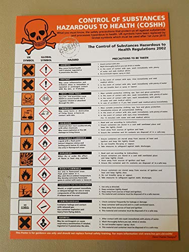 COSHH POSTER A4 (297mm x 210mm) LAMINATED 400g The clearest 