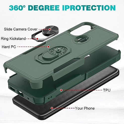 Coque Moto E20 E30 E40 antichoc avec anneau métal vert