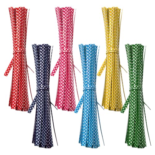 FSSTUD Lot de 600 attaches torsadées à pois de 10 cm de couleurs mélangées pour sacs à friandises, sacs à pain, sachets en cellophane pour cadeaux de bonbons