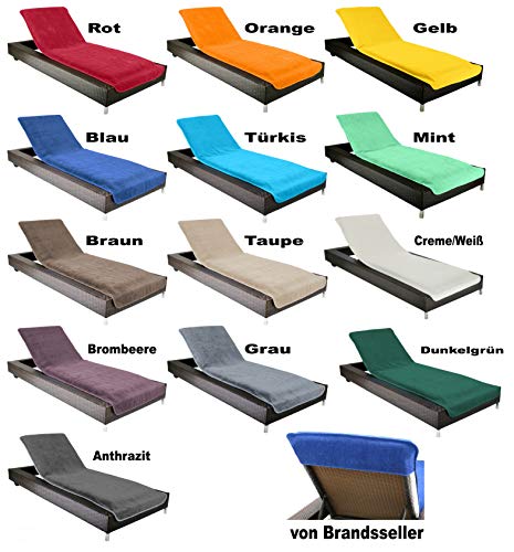Brandsseller Gartenliegenbezug 75x200 cm – Frottee Schonbezug Handtuch-Auflage aus 100% Baumwolle – waschbar, rutschfest, Öko-Tex Standard 100 – Braun