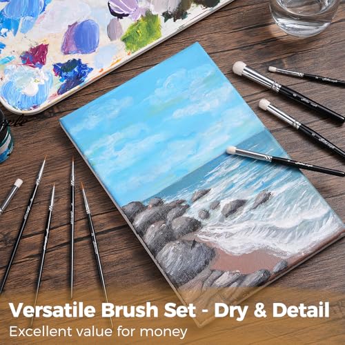 Image of Golden Maple Drybrush Miniature Paint Brushes -10pcs Micro Detail Paint Brush Set, Small Fine Detail Brushes for Acrylics, Watercolors & Paint by Number, Figurine