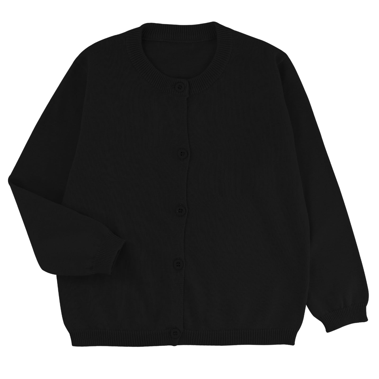 POBIDOBY Girl's Sweater Cotton Crew Knit Neck Long Sleeve Uniform，Cotton Cardigan Sweaters.