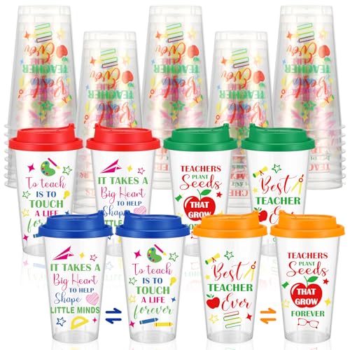 Yungyan 24 Set Teacher Coffee Cups 16 oz Plastic with Lids