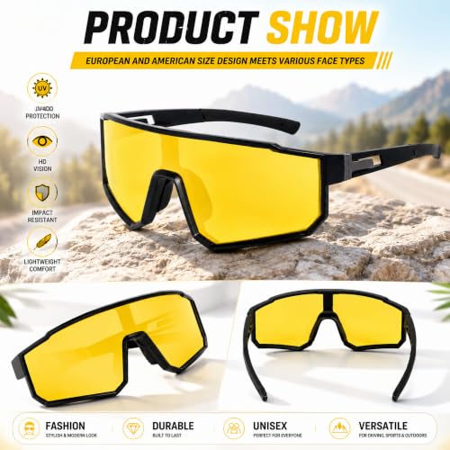Image of Dervin One Piece Shield Sports Oversized Visor Polarized Sunglasses for Men Women, Outdoor Cricket Cycling Hiking Fishing Sunglasses