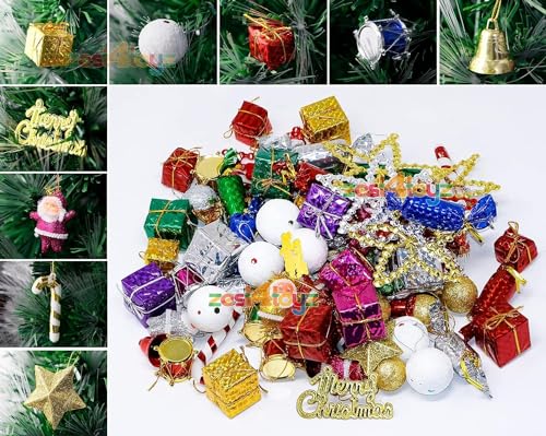 Zest 4 Toyz 30 PCS Christmas Tree Decorations Items with Bells Candy Sticks Drums Stars Gift Boxes and Santa Ornaments Props Festive Xmas Tree Decorations for Home - Image 7