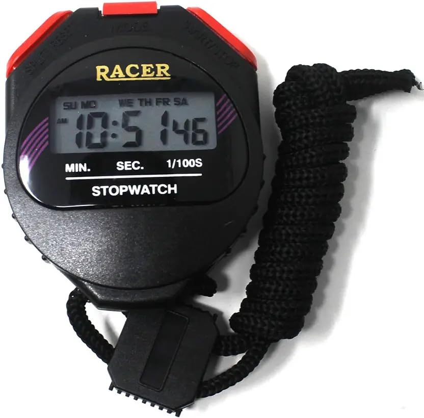 Stopwatch with Alarm Handheld LCD Digital Professional Timer Sports Stop Watch with Plastic Box Black