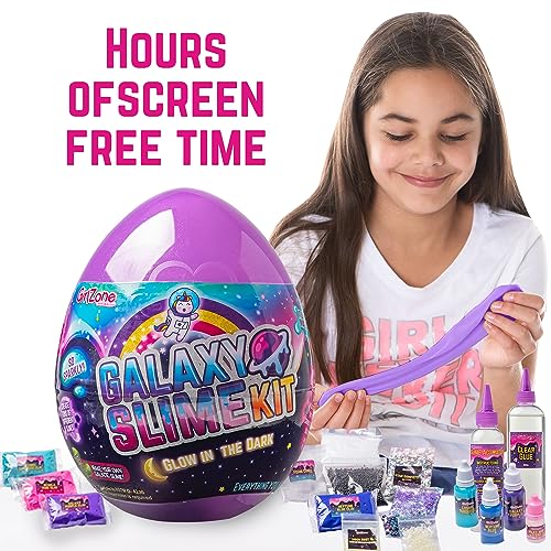 GirlZone Egg Surprise Galaxy Slime Kit, 41-Piece Galactic Slime Kit to Make Space Slime & Galactic Slime, Exciting Toy for Playdates & Fun Gift Idea