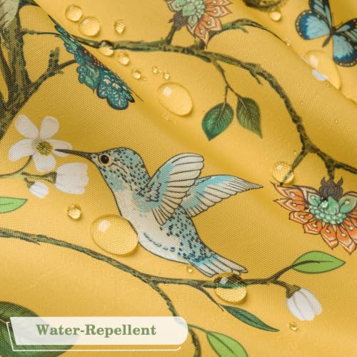 Fammio Yellow Floral Bird Shower Curtain 36x72, Hummingbird and Lemon Botanical Fabric Bath Curtains, Lightweight Quick-Dry Bathroom Decor Set with Hooks by Fammio - Used condition - Image 4
