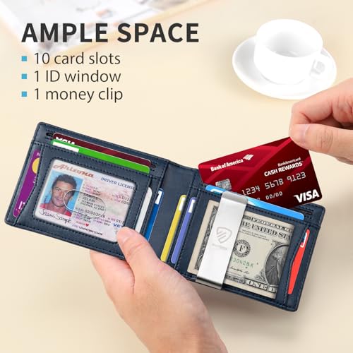 Image of RUNBOX Mens Slim Wallet with Money Clip RFID Blocking Bifold Credit Card Holder for Men with Gift Box
