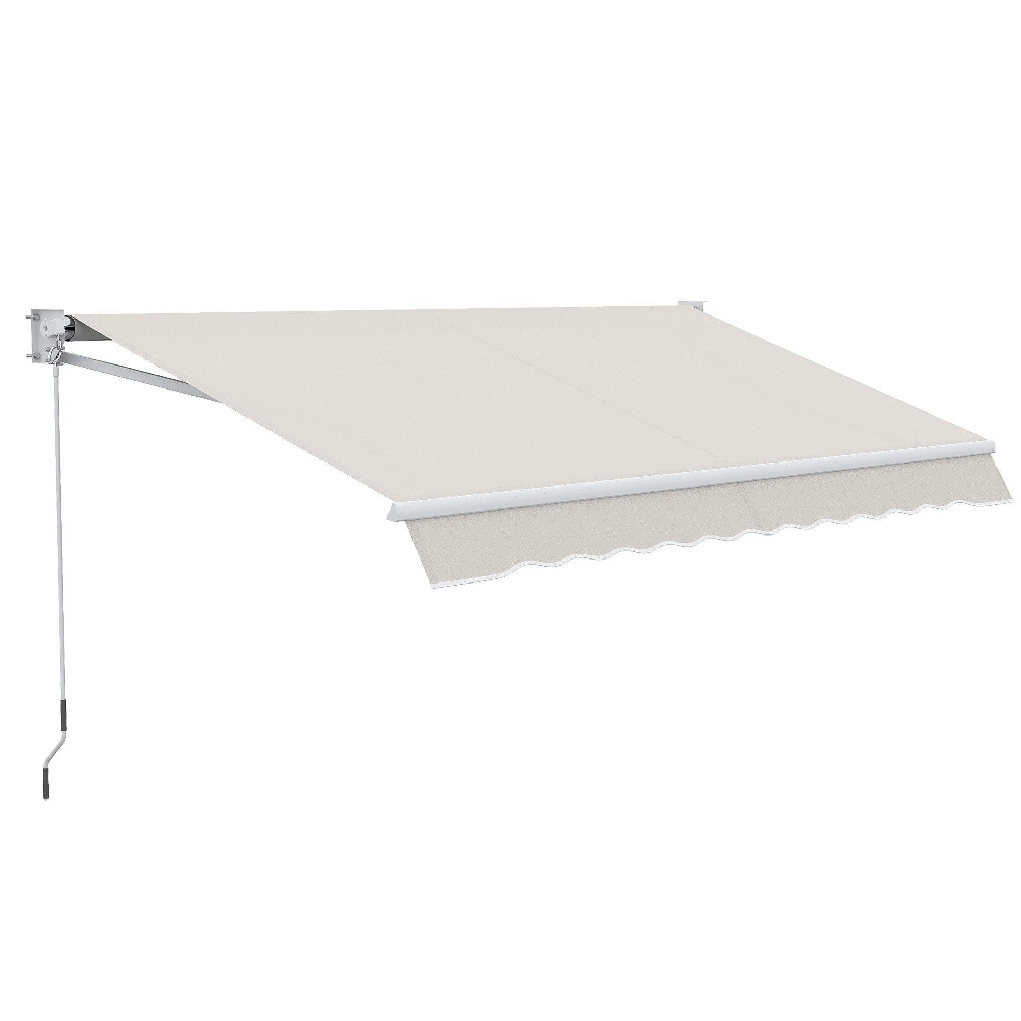 Outsunny Toldo Manual Retráctil 200x250 cm Toldo para Balcón con Manivela de Metal Impermeable y Anti-UV Toldo Enrollable de Exterior para Jardín Terraza Ventanas Crema