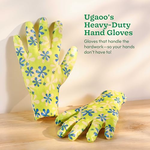 Image of UGAOO Gardening Gloves for Home Garden (1 Pair) - Durable Hand Gloves for Home Gardening Work, Plant Care, Digging, Weeding & Outdoor Tasks | Reusable Protective Garden Gloves - Green