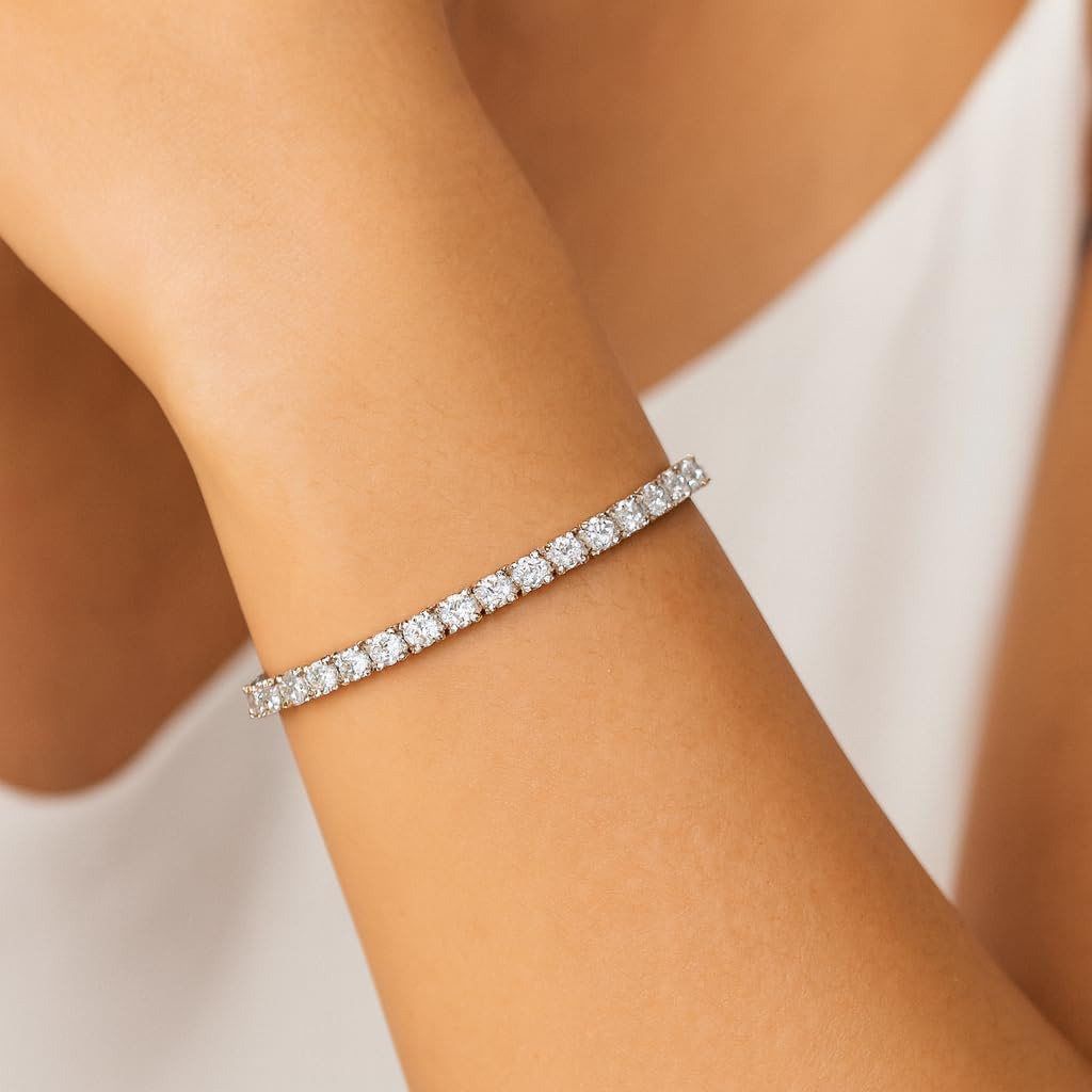 1.0-10 Carats Lab Grown Diamond Tennis Bracelet in 14K Gold, F Color & VS Clarity, Classic Diamond Bracelets for Women, part of our Premium Jewelry Signature Collection.
