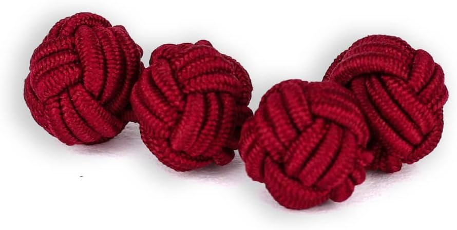 Silk Knot Cufflinks | Knot | Red | Fabric Silk Knot | Handmade | For Any Shirt with Cuff Cuff | Wedding