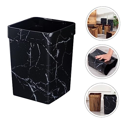 Bote de basura rectangular de plástico color negro miniatura 2