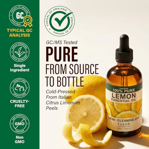Image of 100% Pure Lemon Oil - 4 Fl Oz Lemon Essential Oil for Hair, Skin, Diffuser, Aromatherapy & DIY Soap Making Scent