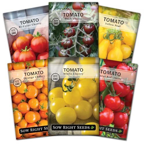 Sow Right Seeds - Cherry Tomato Seed Collection for Planting - Black, Large Red, White, Orange,...