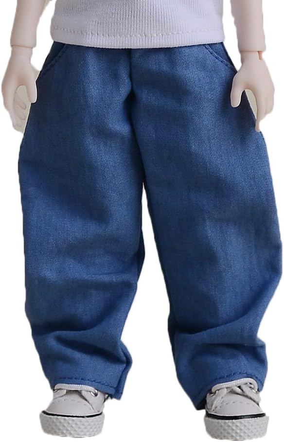 Meetoget 1/12 Scale Female BJD Doll Casual Flared Suit Pants PL201,Denim Color