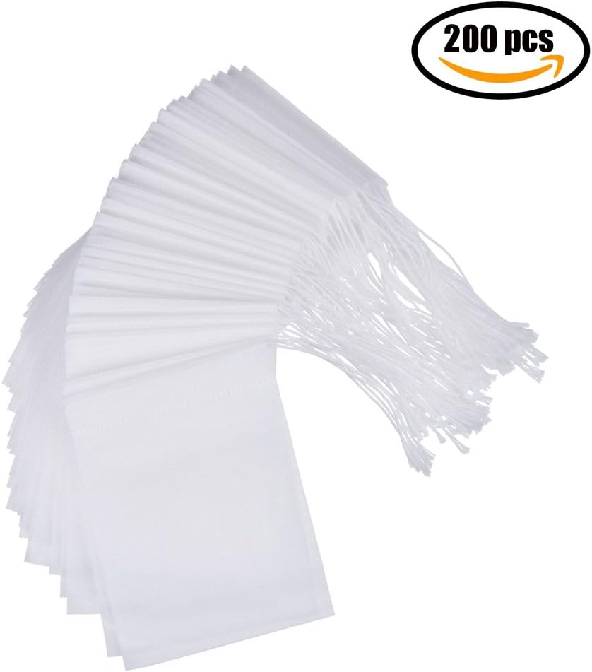 200 Pcs Disposable Drawstring Tea Filter Bags,Empty Paper Tea Bags for Herb & Tea Loose Leaf,5 x 7cm/1.95 x 2.75inch