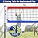 VSSAL Professional Volleyball Net Set Heavy Duty for Outdoor Backyard Portable with Aluminum Scoring Poles, 32ft Regulation Nets System for Tournament, Adjustable Height and Length (Red and Blue)