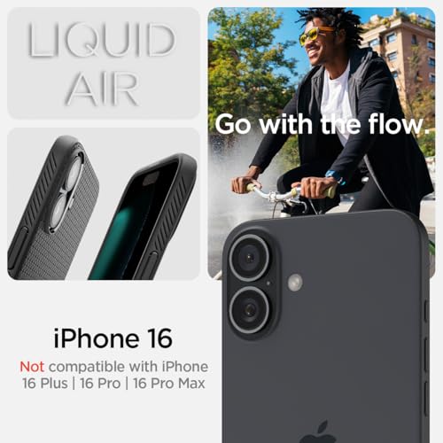 Spigen iPhone 16 Hülle Liquid Air -Matte Black – Ansicht 2
