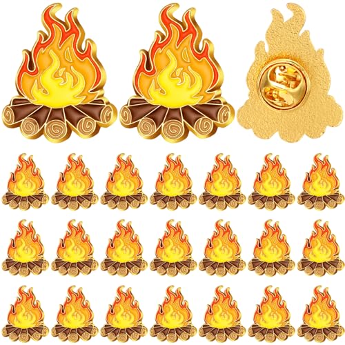Image of Landical Campfire Enamel Label Pins Camping Themed Brooches Camping Badge for Nature Lovers Unique Outdoor Adventure Pin for Hikers & Campers
