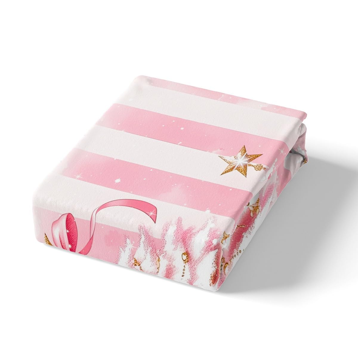 Feelyou Bettwäscheset mit Weihnachtsbaum-Motiv, glitzernder Weihnachtsbaum, Schneeflocke, Bettbezug-Set für Kinder, Jungen, Mädchen, Frohe Weihnachten, King-Size-Größe, weiche Streifen, Bettbezug,