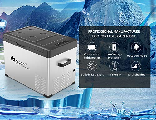 Alpicool C40 Portable Refrigerator 42 Quart Car Fridge Freezer for Travel, Outdoor -12/24V DC (Black and Silver) - Thumbnail 2