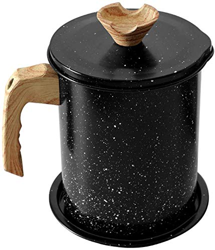 Genelion Grease Container Oil Strainer Pot, 1.7L Oil Storage Grease Keeper with Filter, Stainless St