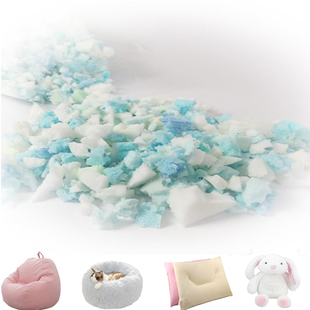 Espuma viscoelástica triturada de alta densidad de 5 libras con relleno de gel para puf, camas de perro, muñecas y cojines de sofá, relleno de almohada de lectura, multicolor