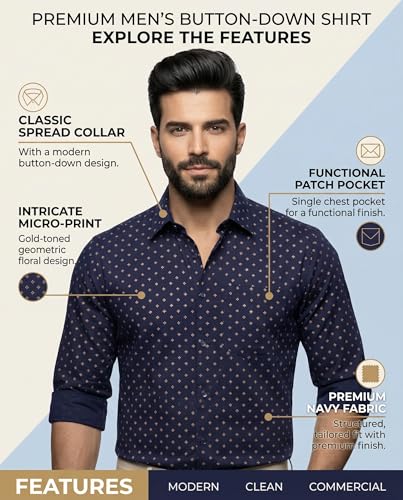 Image of Amazon Brand - INKAST Men's Printed Cotton Shirt | Full Sleeve | Regular Fit | Comfortable Formal Stylish Shirt for Men | Man Shirts for Professional Look