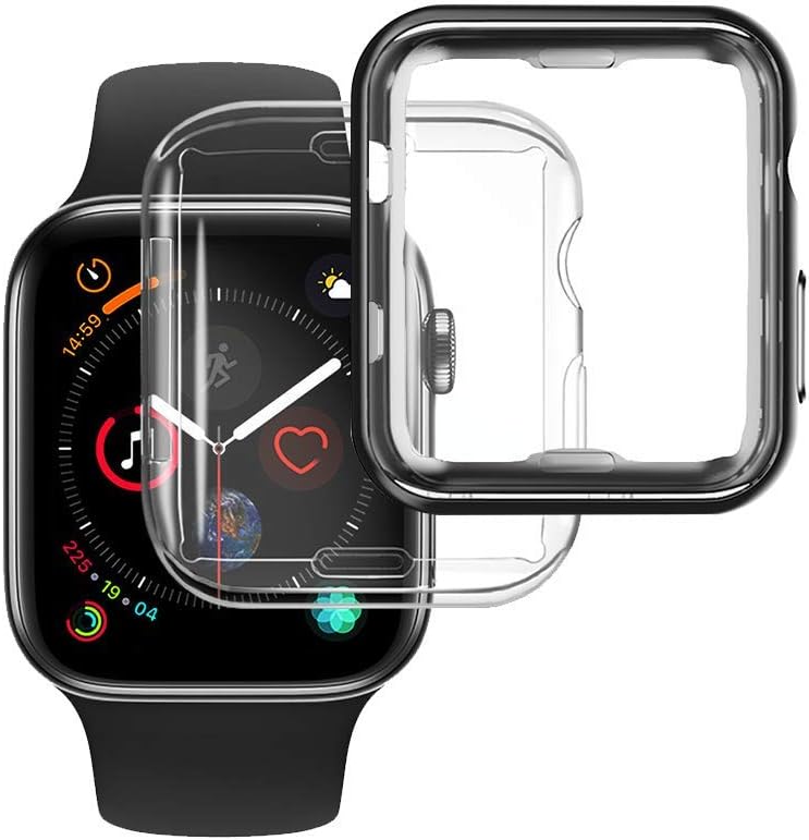 [2-Pack] NotoCity Compatible Apple Watch Case Series 6/Series 5 44mm Screen Protector, Overall Protective Soft Case TPU HD Clear Ultra-Thin Cover Compatible Apple Watch Series 6/5/4(Black 44mm)