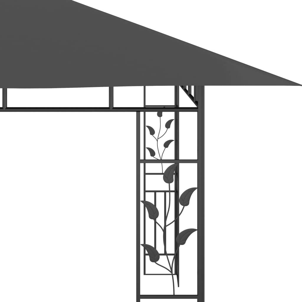 Generico Gazebo con Zanzariera e Luci LED 4x3x2,73 m Antracite,Baldacchini e Gazebo