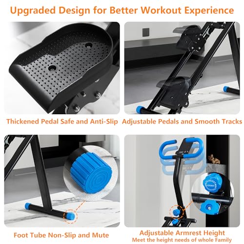 Image of Stair Stepper for Home Gym Exercise, Vertical Climber Exercise Machine for Full Body Workout, Compact Folding Cardio Exercise Climber with Adjustable Handlebar (Blue)