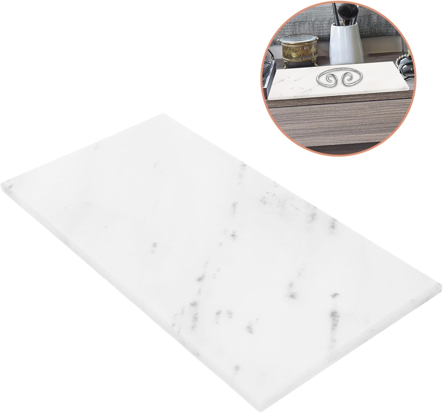 Countertop Tray Decorative Marbling Rectangle Soap Tray for Bathroom Kitchen and Living Room Versatile Storage Organizer for Skincare Cosmetics and Essentials Marble Design