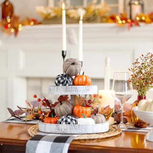 Image of Super Holiday 12PCS Artificial Pumpkins, 4 Colors Foam Faux Pumpkins Decoration for Fall Harvest Theme Party Wedding Halloween Thanksgiving Table Decor.