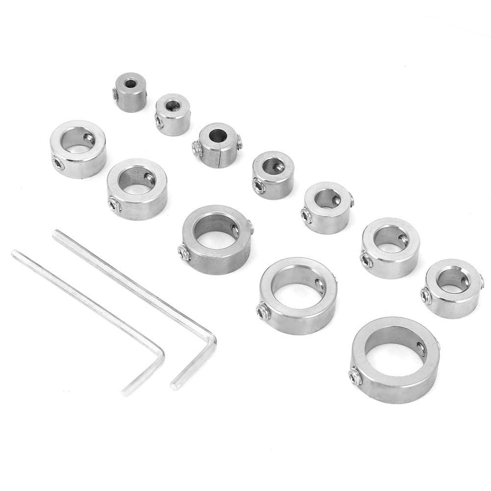 Drill Stop Set, 12 pezzi 3-16 mm Trapano in acciaio inossidabile Bit di arresto della profondità Anello limite di perforazione con chiave esagonale per stringere il set di arresti