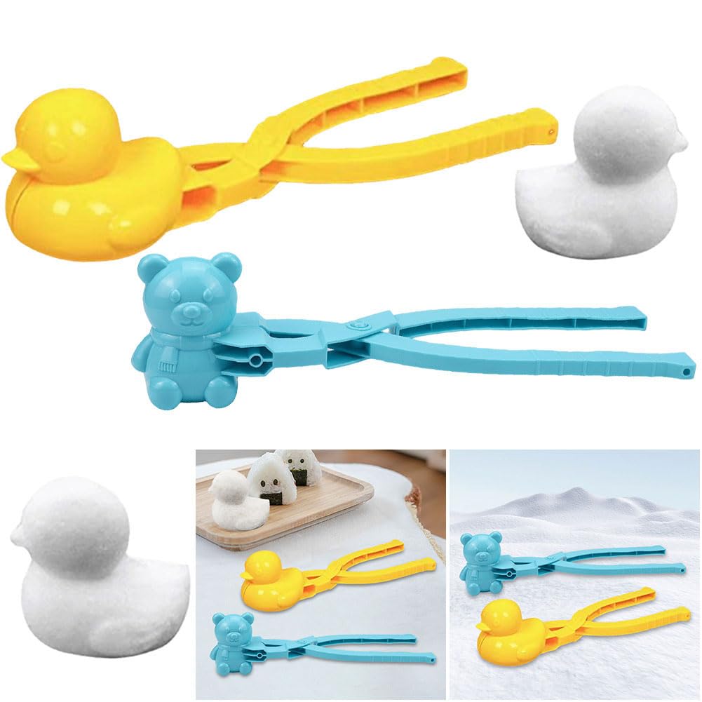 Moule à Riz Canard DIY Machine à Boules de Neige Accessoires Bento avec Poignée Neige d'hiver Forme de Riz Animal Mignon pour Enfants et Adultes (Couleur aléatoire)