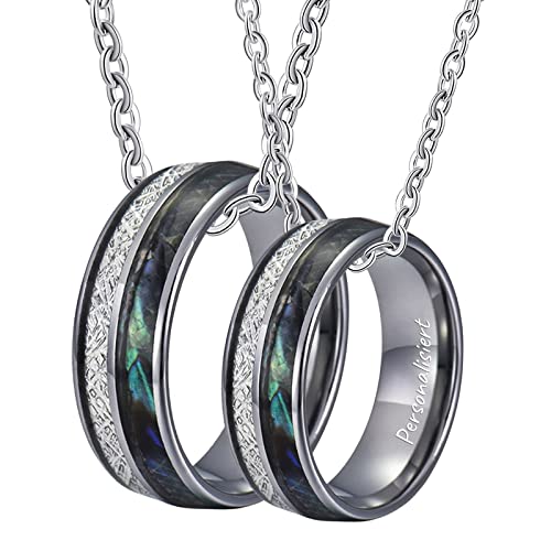 Collares de tungsteno para parejas con colgante de fibra de carbono