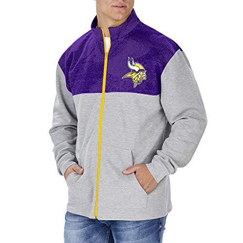 Zubaz NFL Minnesota Vikings Men's Full Zip Track Jacket, Gray, Small