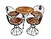 Furniture Hub Wooden & Wrought Iron Indoor & Outdoor Set (4 Chairs + 1 Folding Table) Folding Table with 4 Chair Set