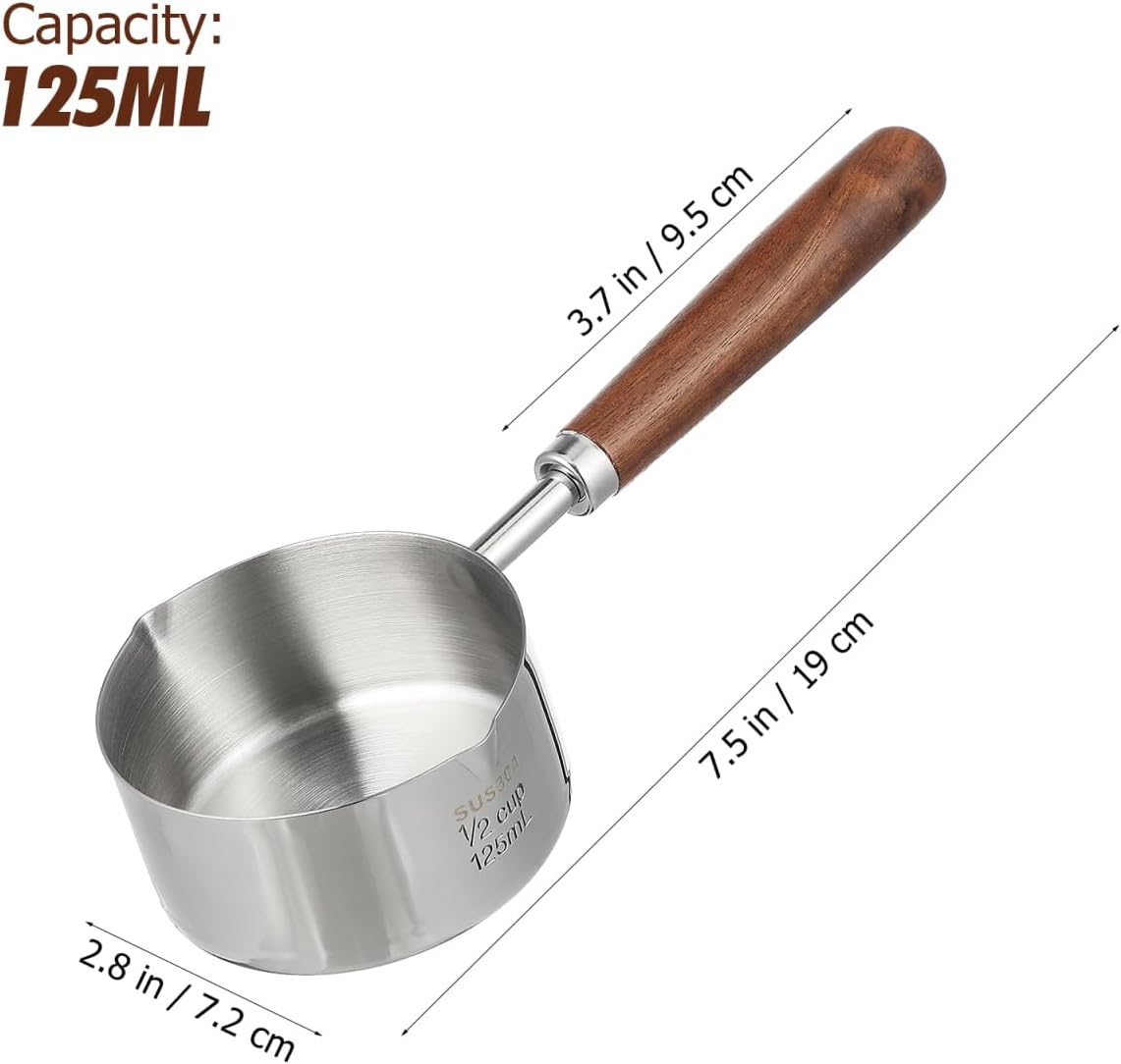Alipis Stainless Steel Sauce Pan with Long Handle, 125ml Small Saucepan for Home Use, Ideal for Cooking Sauces and Heating Oil, Easy to Clean, Multi-Color