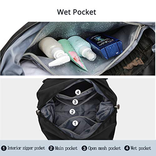 Travel Gym Bag for Women, GoFar Tote Bag Carry on Luggage Sport Duffle Weekender Overnight Bags with Wet Pocket