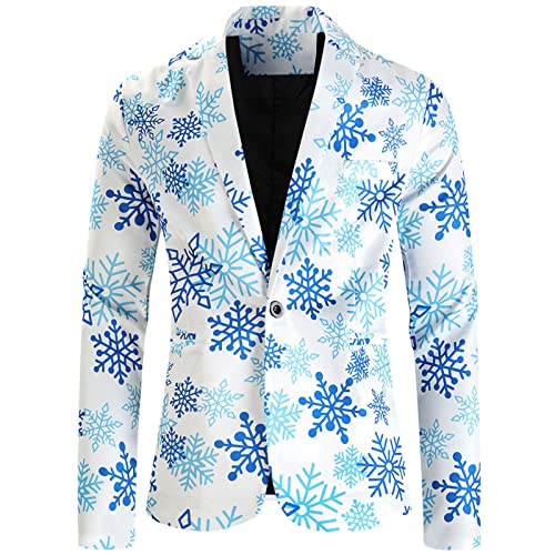 YHEGHT Terno masculino moda casual Natal estampado duas peças botão lapela manga longa calças longas