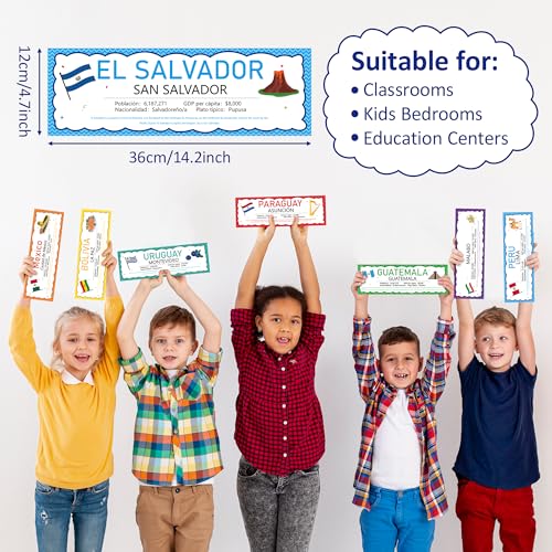 WATINC Cartazes de país em língua espanhola - 21 peças de materiais de aprendizagem de espanhol supr