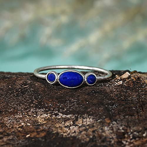 Solid 925 Sterling Silver Lapis Lazuli Ring for Women Blue Stone Promise Ring Jewelry for Mother’s Day Gift3
