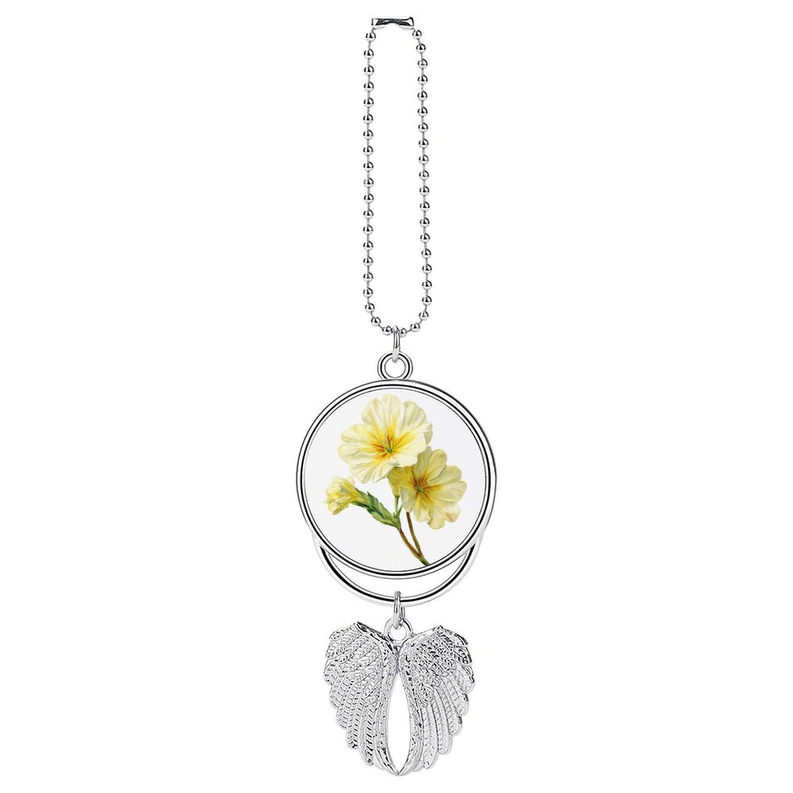 Watercolor Long Primrose Flowers Car Hanging Pendant Car Interior Decoration Rearview Mirror Charms Ornaments