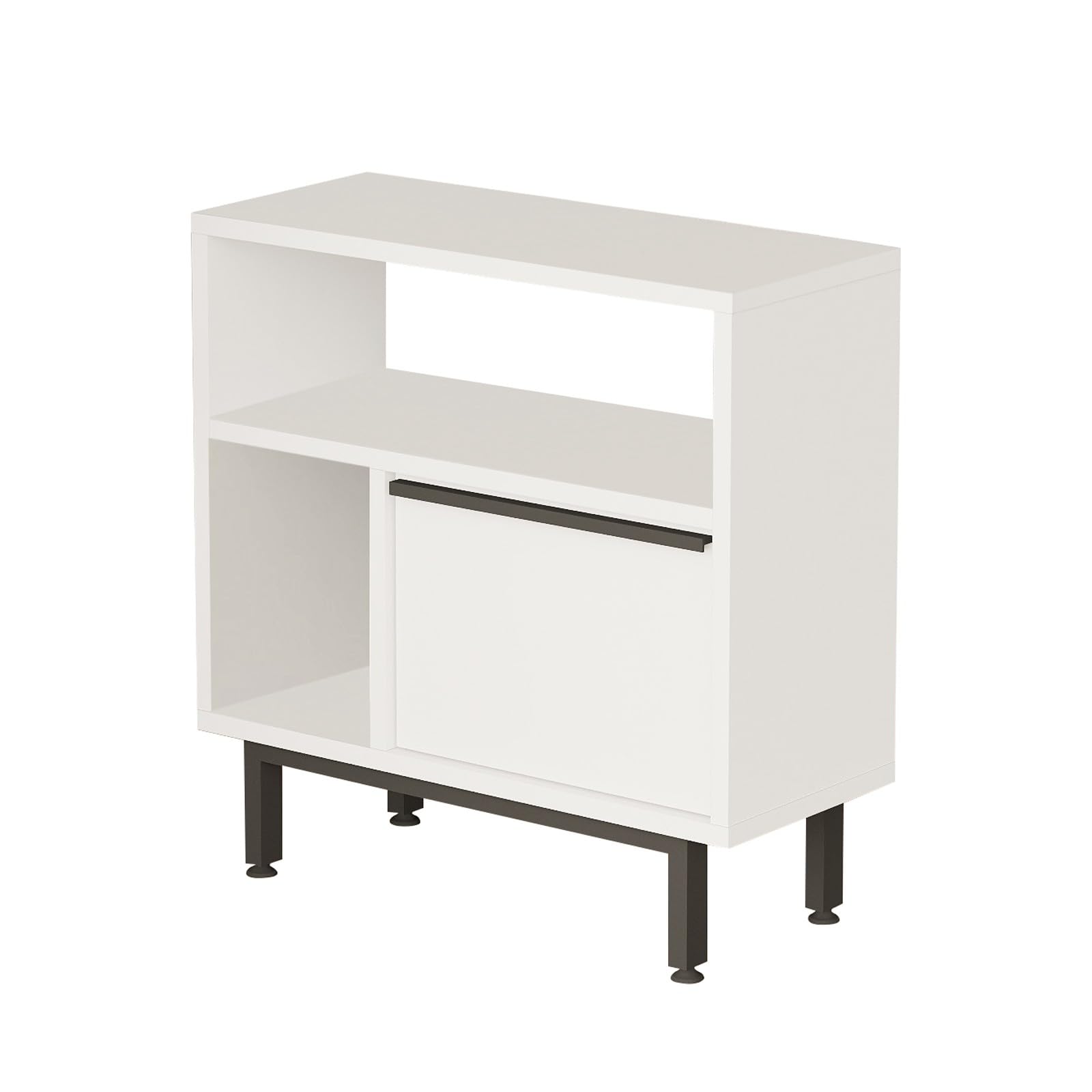 Hanah Home Stylowy stolik boczny o wymiarach 60 x 60 x 25,5 cm, 100% pokryta melaminą, grubość 18 mm, wytrzymałe metalowe nogi, idealne do nowoczesnych przestrzeni życiowych